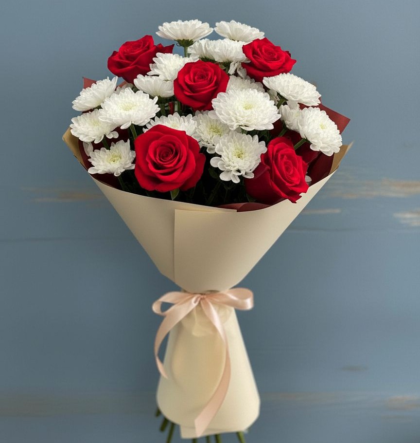 Букет цветов из: Розы и Хризантемы в Бродовом