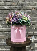 Цветочная композиция из Гипсофила и Розы в шляпной коробке #REPLACE_PRED# Бродовом