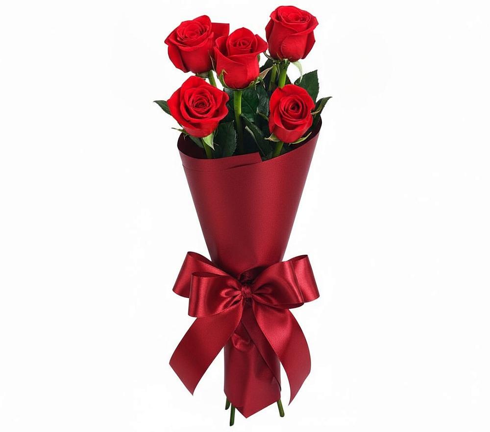 Букет 5 Красных роз Эдлесс Лав в Бродовом