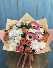 Букет цветов из:  Розы, Герберы и Хризантемы в Бродовом