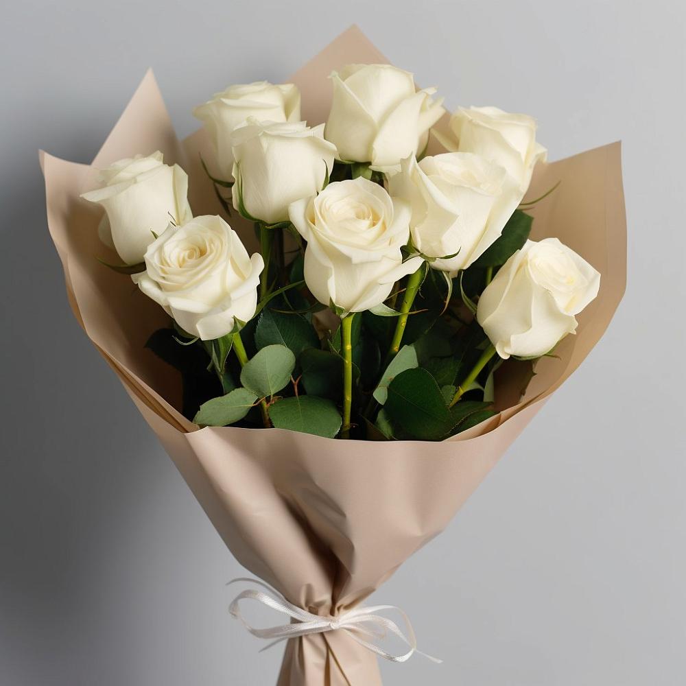 Букет 9 Белых роз Эдлесс Лав в Бродовом