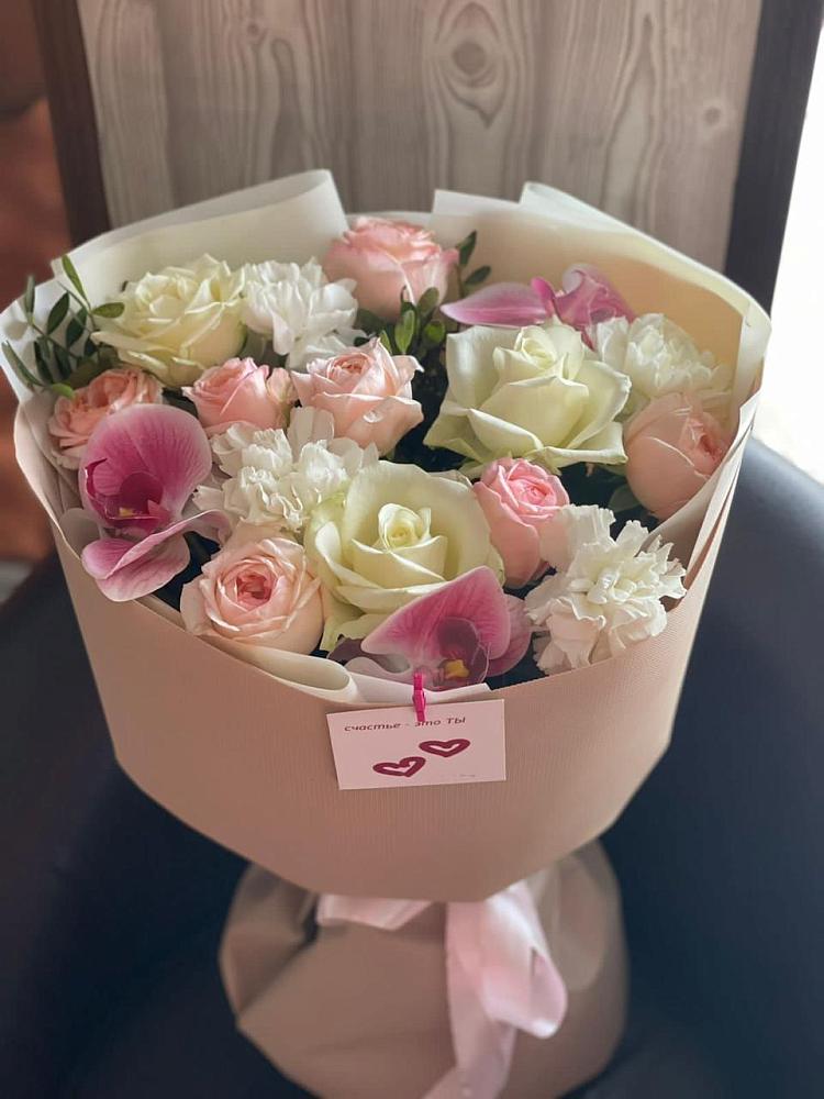 Букет цветов из: Орхидеи, Розы и Гвоздики в Бродовом