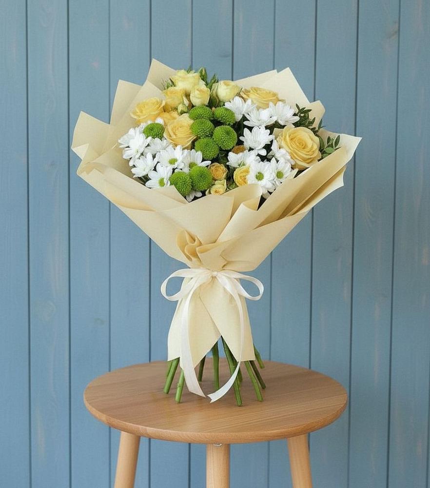 Букет цветов из: Хризантемы и Розы в Бродовом