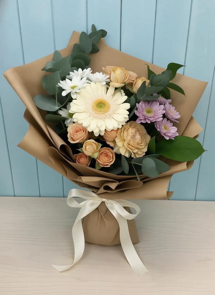 Букет цветов из: Герберы и Хризантемы в Бродовом