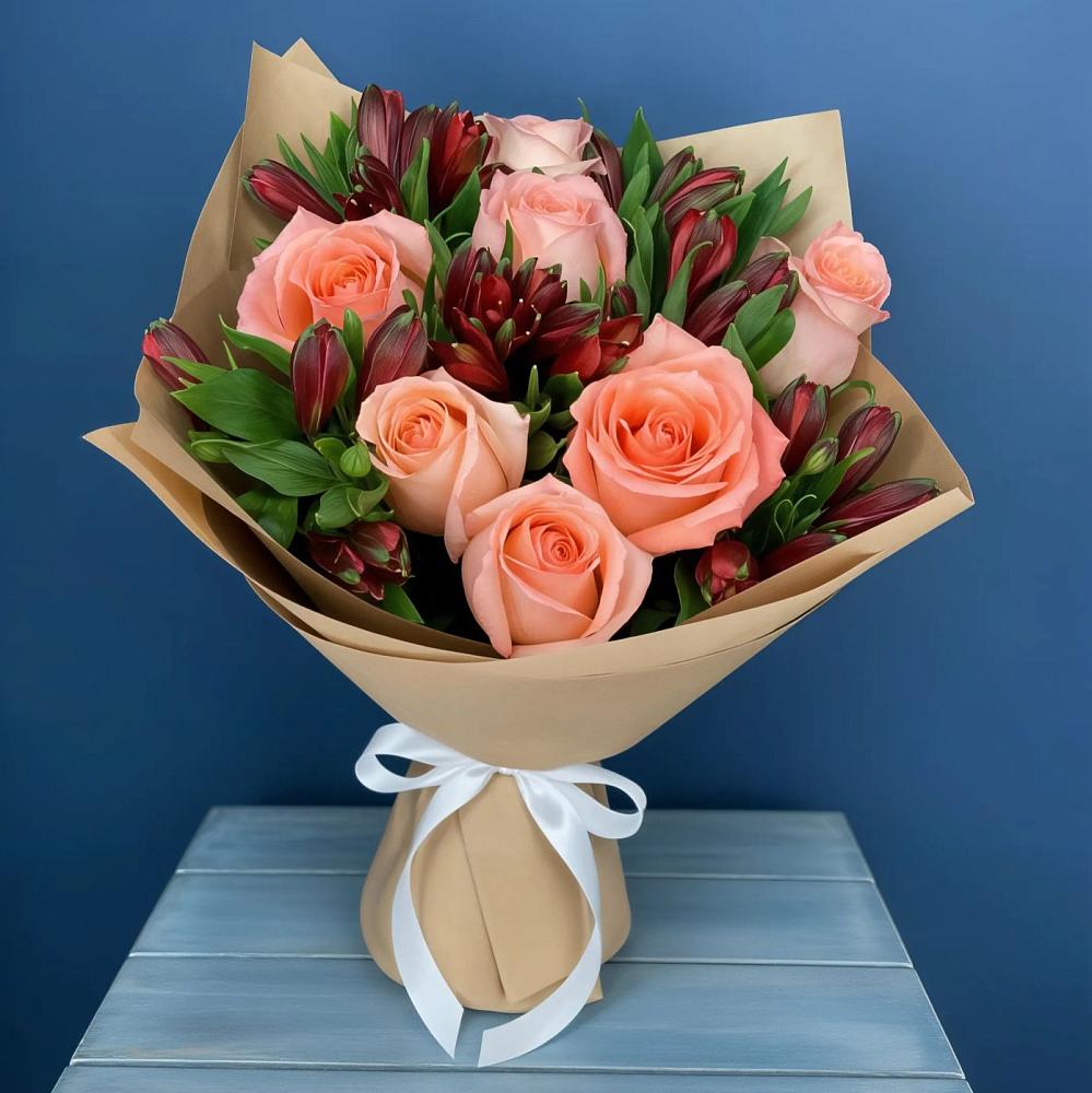 Букет цветов из: Розы и Альстромерии в Бродовом