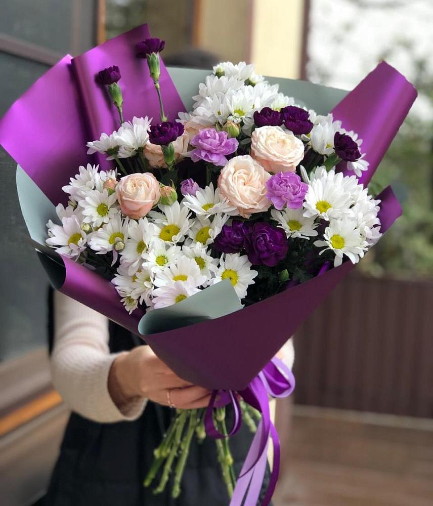 Букет цветов из: Хризантемы, Гвоздики и Розы в Бродовом