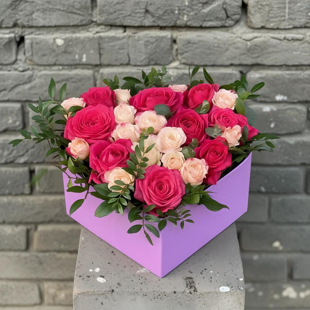 Цветочная композиция из Розы в коробке в Бродовом