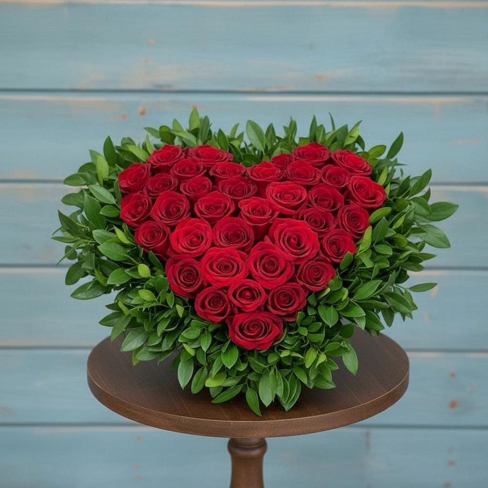 Цветочная композиция из Розы в виде сердца в Бродовом