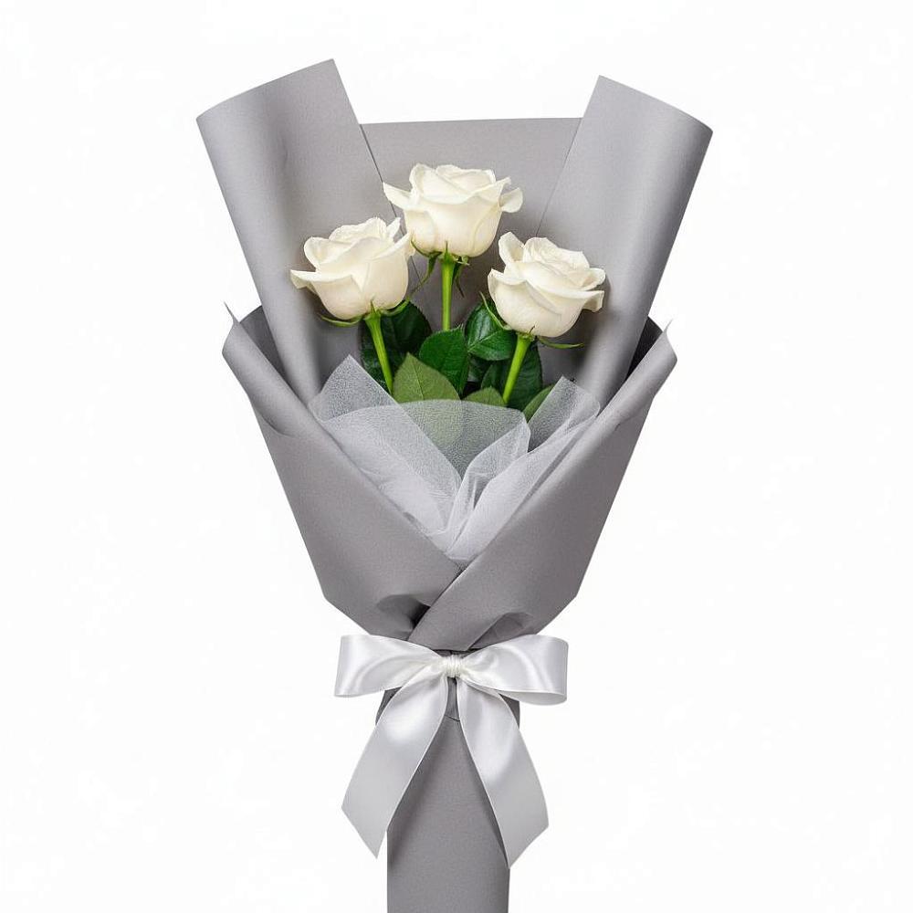 Букет 3 белые розы в Бродовом