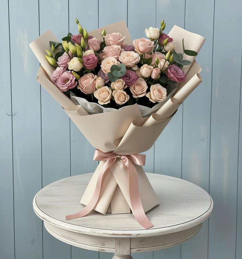 Букет цветов из: Розы и Лизиантусы в Бродовом