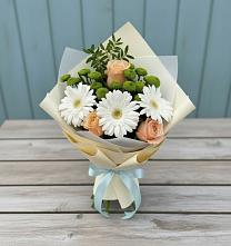 Букет цветов из:  Герберы, Розы и Хризантемы в Бродовом
