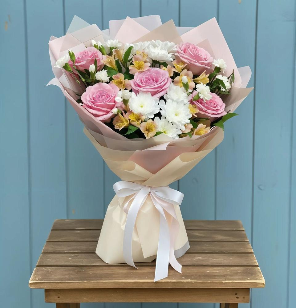 Букет цветов из: Гвоздики, Орхидеи и Розы в Бродовом