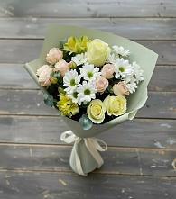 Букет цветов из:  Альстромерии, Розы и Хризантемы в Бродовом