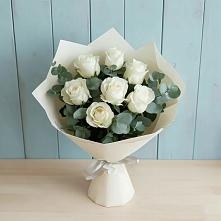 Букет Белые розы в Эвкалипте #REPLACE_PRED# Бродовом